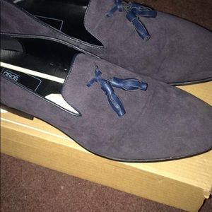 Grayish navy blue tassel loafers